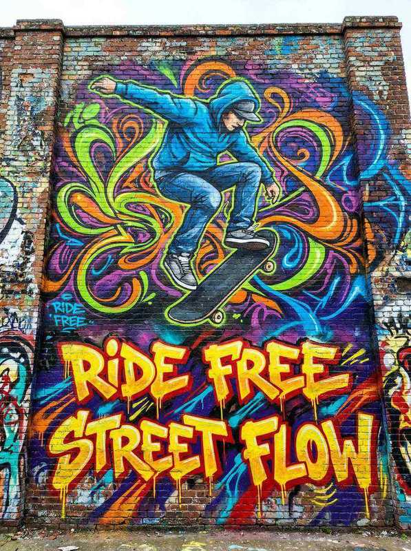 滑板主题涂鸦壁画 - ng体育 用户作品